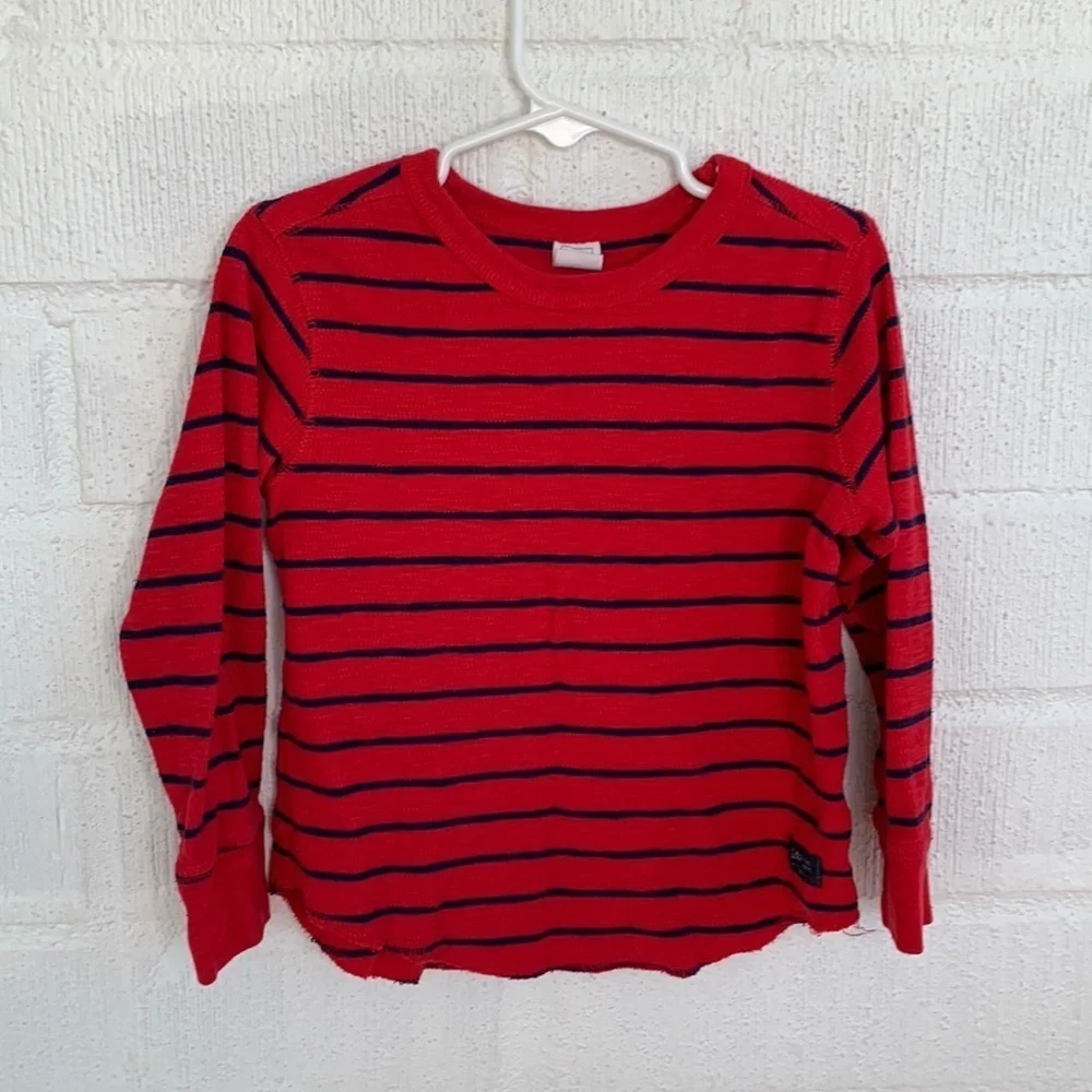 Gap Baby Red Blue Striped Thermal Long Sleeve Shirt sz 4
